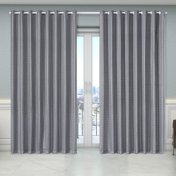 Cortina Dual Forro Microfibra com Voil Xadrez 4,00 M X 2,70 M Cinza - 2