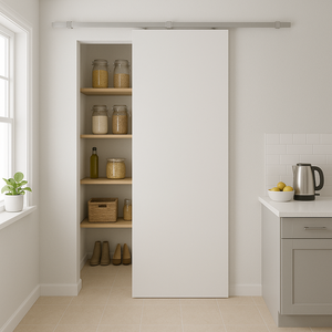 Porta de Correr Branco Prime 210x80 com Kit Aluminio