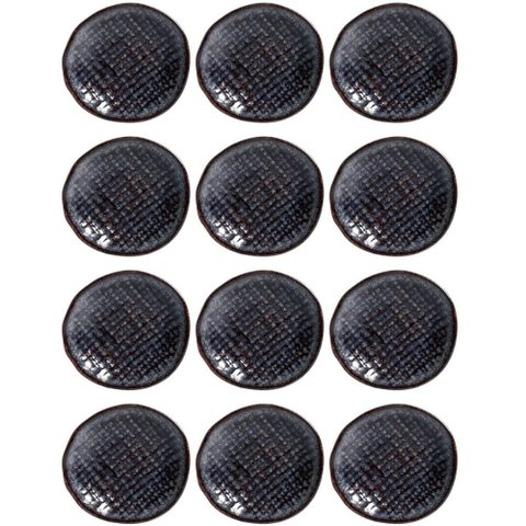 Jogo 12 Ramekins Cerâmica Juta Azul Titanium 11x2cm Redondo Orgânico Porto Brasil Shoyu