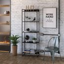 Ver imagem 2 de Kit 2 Estantes Multiuso Escritório Industrial 5 Prateleiras Areta 186x60cm C01 Onix - Lyam Decor