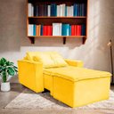 Ver imagem 2 de Poltrona Cama com Puff para Sala Confortavél Moderna Suede