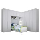 Ver imagem 1 de Quarto de Solteiro Modulado 11 Portas Orion Branco - Leifer Móveis