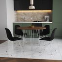 Ver imagem 1 de Mesa de Jantar Redonda 90cm Amêndoa Clips 3 Pés com 4 Cadeiras Eames Eiffel Pretas Ferro Branco