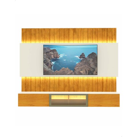 Conjunto Painel e Home Rack Suspenso Reflecta com Led Akin Cor:madeira