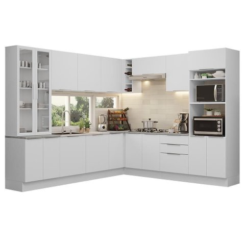 Armário de Cozinha Completa 549cm Branco Stella Madesa 01 Branco