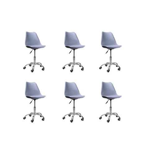 Cadeira Office Base Cromada Oficial com Rodízio Giratória Saarinen - Cinza - 6