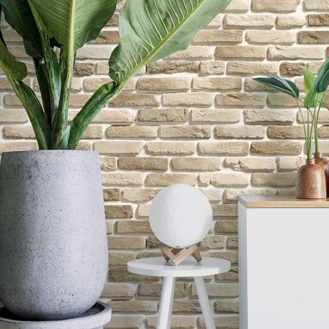 Papel de Parede Adesivo Tijolinhos Tons Bege Rústico Rolo 3m