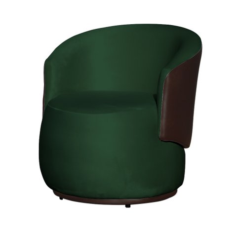 Poltrona Orgânica Decorativa Beatriz Veludo Verde/pu Marrom - Montanaris Decor