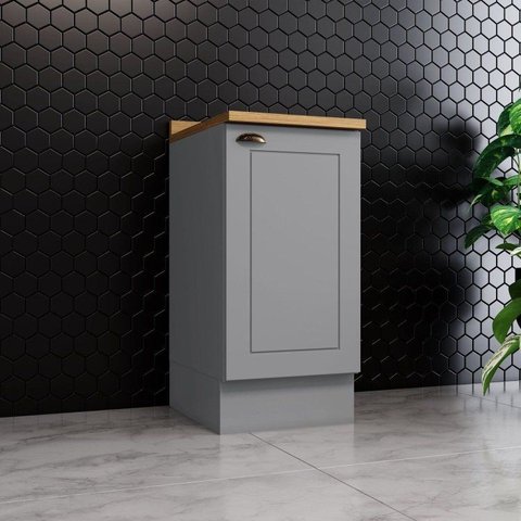 Balcão 40cm 100% MDF 1 Porta com Tampo Cinza/ Nature Americana