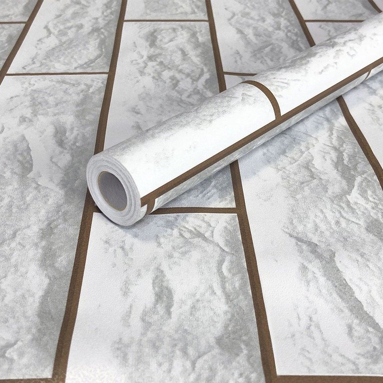 Kit 5 Rolos Papel Parede Lavavel Tijolo Rustico Branco 10m Open Star 32620