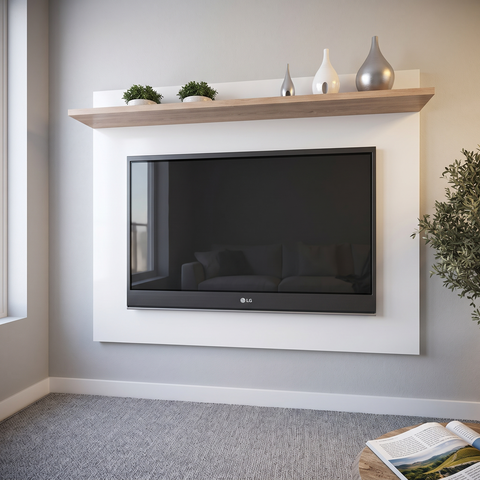 Painel para TV até 60 Polegadas 180CMX120CM 1 Prateleira Benevello Quiditá Branco