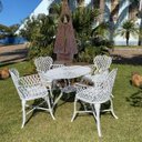 Ver imagem 3 de Conjunto de Jardim Viena Bambu 4 Cadeiras Aluminio Fundido + Ombrelone