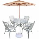 Ver imagem 1 de Conjunto de Jardim Viena Bambu 4 Cadeiras Aluminio Fundido + Ombrelone