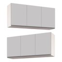 Ver imagem 1 de Kit 2 Armários Aéreo de Cozinha Lavanderia 03 Portas Tina Branco 120 cm - D’Rossi