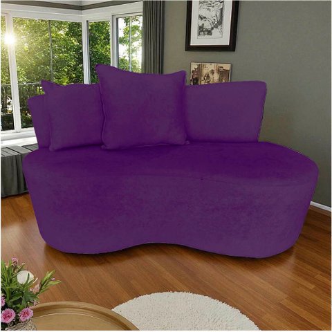 Namoradeira Sofá 2 Lugares Yara Orgânica Veludo Roxo