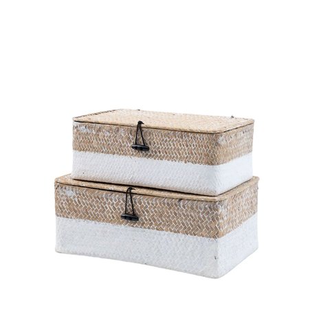 Kit 2 caixas organizadoras armazenamento decorativa palha seagrass - Oikos