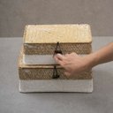 Ver imagem 6 de Kit 2 caixas organizadoras armazenamento decorativa palha seagrass - Oikos