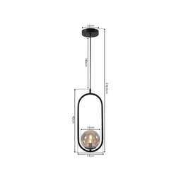 Lustre Pendente Arco Preto Bola Globo Esfera Âmbar Quarto Cozinha Ilha Escritório Inl79 - 3