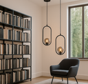 Ver imagem 4 de Lustre Pendente Arco Preto Bola Globo Esfera Âmbar Quarto Cozinha Ilha Escritório Inl79