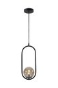 Ver imagem 1 de Lustre Pendente Arco Preto Bola Globo Esfera Âmbar Quarto Cozinha Ilha Escritório Inl79