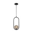 Ver imagem 1 de Lustre Pendente Arco Preto Bola Globo Esfera Âmbar Quarto Cozinha Ilha Escritório Inl79