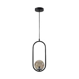 Lustre Pendente Arco Preto Bola Globo Esfera Âmbar Quarto Cozinha Ilha Escritório Inl79 - 2