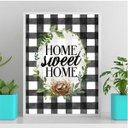Ver imagem 2 de Quadro Home Sweet Home Xadrez 24x18cm - com vidro:Madeira preta