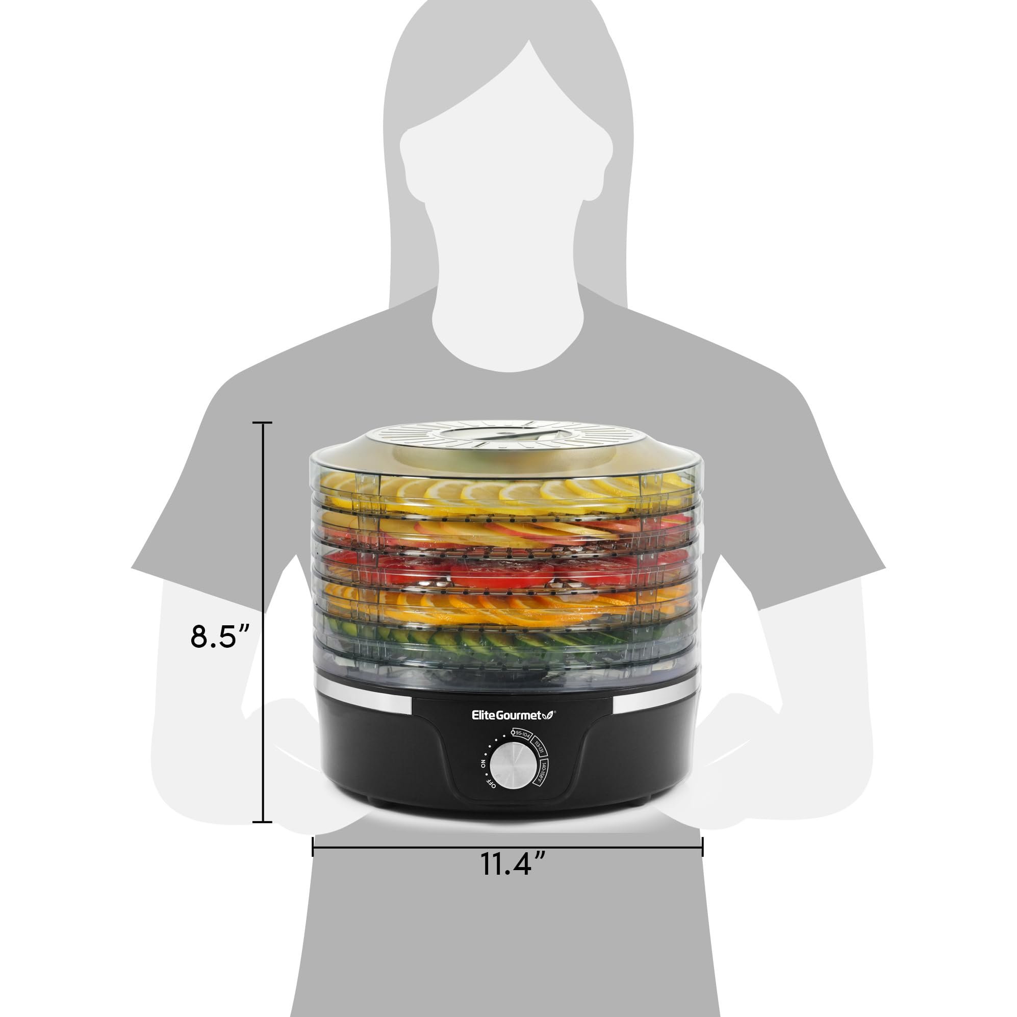 Elite Gourmet Efd319 Desidratadora 5 Prateleiras, 6qt Preto - 8