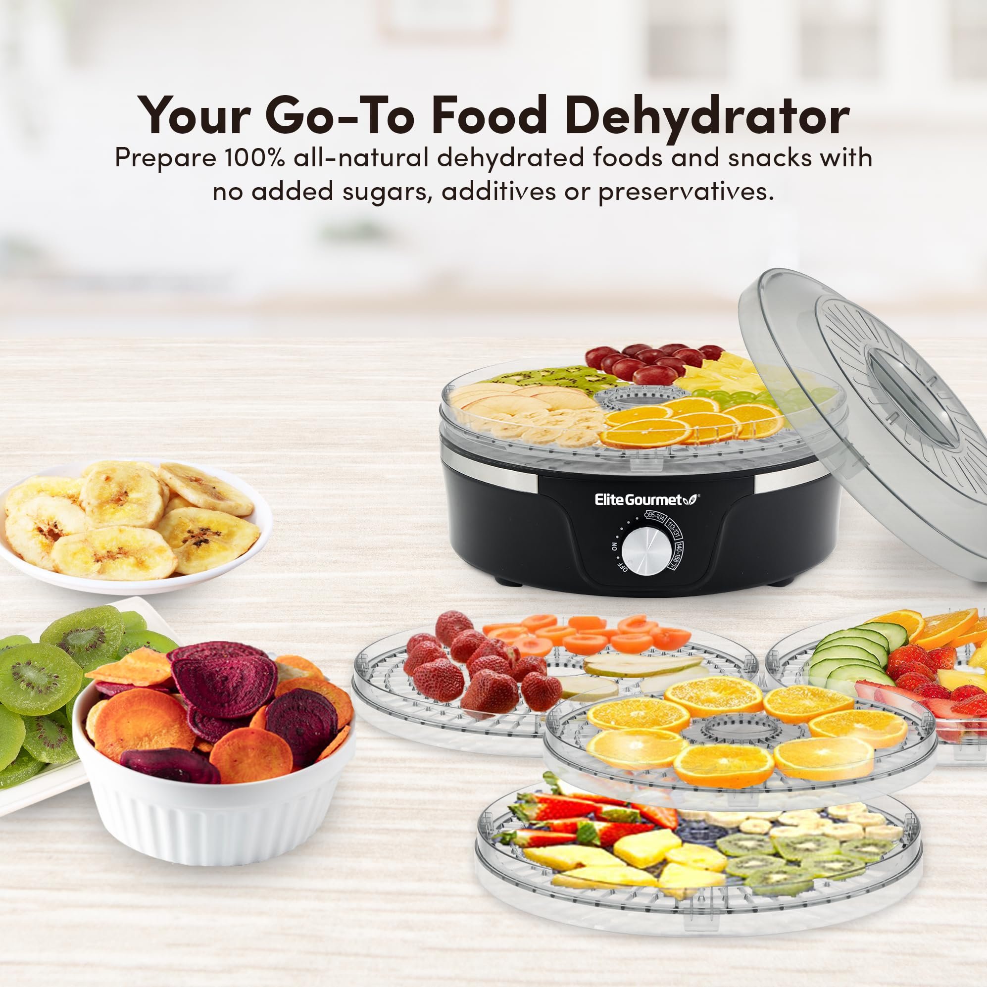 Elite Gourmet Efd319 Desidratadora 5 Prateleiras, 6qt Preto - 6