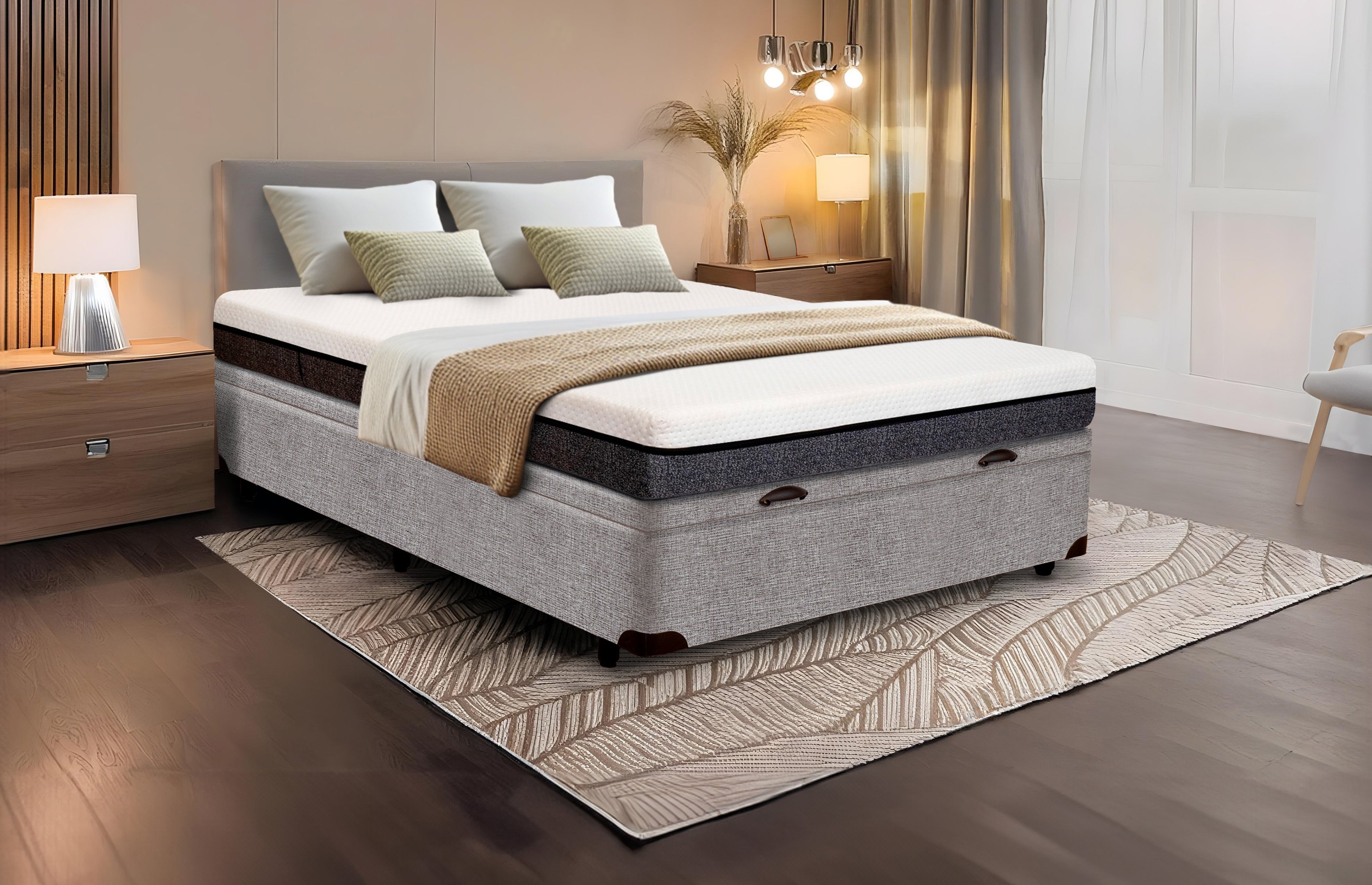 Cama Box Baú Casal Serenelife - Tecido Alpha 56