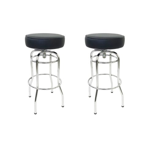 Banqueta Bar Média Altura 65cm Cromada assento preto Giratória Kit 2 Unidades Poltronas do Sul