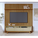 Ver imagem 1 de Composição Luna Painel Frisado com Bancada 3 Gaveta P/ TV's Até 75'' - Cumaru/Opala Madetec
