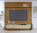 Ver imagem 1 de Composição Luna Painel Frisado com Bancada 3 Gaveta P/ TV's Até 75''  - Cumaru/Opala Madetec
