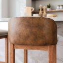 Ver imagem 4 de Lançamento! Banqueta Estofada Sala Jantar Madeira Maciça Kit 2 Un Alto Padrão Cozinha Ilha de Luxo