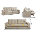 Ver imagem 3 de Sofá Retrátil e Reclinável 2 Lugares 1,90m com Molas Giovana Suede Bege Bege