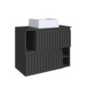 Ver imagem 1 de Gabinete de Banheiro Suspenso 75cm Luiza Grafite Cuba Branca e 2 Portas Basculante