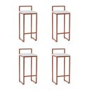 Ver imagem 1 de Kit 4 Banquetas Dori Premium Alta Industrial para Bar Cozinha Bistrô em Aço - Cobre/branco