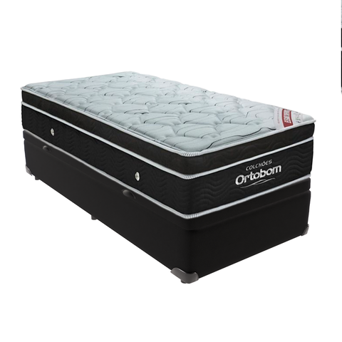 Colchão Elegant Ortobom com Base Baú Preto Solteiro Molas Ensacadas Europillow