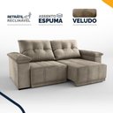 Ver imagem 3 de Sofá Retrátil e Reclinável 4 Lugares Espuma Fibra Siliconada Mariscal Veludo 200cm