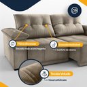 Ver imagem 6 de Sofá Retrátil e Reclinável 4 Lugares Espuma Fibra Siliconada Mariscal Veludo 200cm