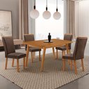 Ver imagem 1 de Mesa de Jantar Copper 120cm Tampo MDF Laminado Canto Copo com 4 Cadeiras Lisa