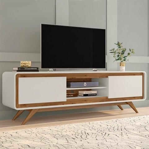 Rack TV 65 pol 180cm Orgânico 2 Portas Cecy Off White Z56 - Mpozenato
