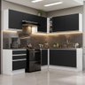 Armário de Cozinha Completa de Canto 100% MDF 409cm Branco/Preto Acordes Madesa 01 - 2