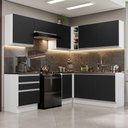 Ver imagem 1 de Armário de Cozinha Completa de Canto 100% MDF 409cm Branco/Preto Acordes Madesa 01