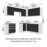 Armário de Cozinha Completa de Canto 100% MDF 409cm Branco/Preto Acordes Madesa 01 - 4