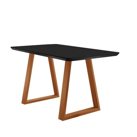 Mesa de Jantar Viena Madeira Maciça 160x90cm Tampo Retângular Vidro Móveis Minas Cor Preto