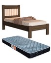 Ver imagem 1 de Cama Bela Castanho para Quarto Solteiro de Mdf com Estrado Madeira + Colchão D20 Incluso