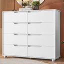 Ver imagem 7 de Guarda Roupa Solteiro Doble 04 Portas e Cômoda Doble Branco Freijo Flex -Móveis Albatroz