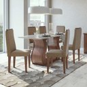 Ver imagem 1 de Conjunto Mesa Dafne Plus 160 Tampo de Vidro Móveis Lopas