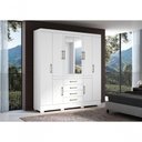 Ver imagem 1 de Guarda Roupa Nápole 8 Portas de Bater 4 Gavetas MDF-MDP Branco Aramóveis 201cm